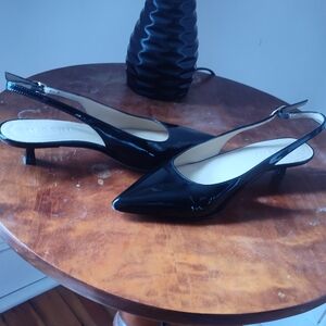 M. Gemi Lisanda Kitten Heel Black Patent Leather Slingback